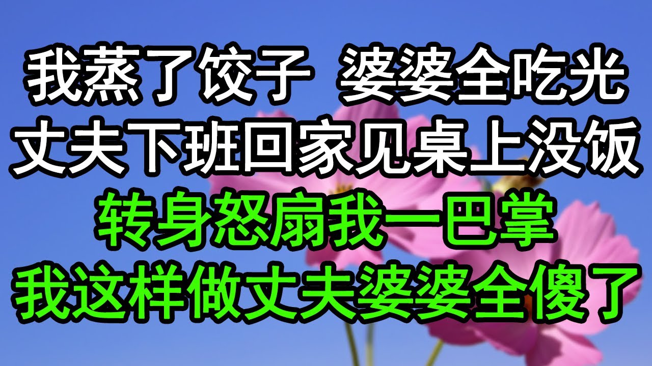 我蒸了饺子 婆婆全吃光，丈夫下班回家见桌上没饭，转身怒扇我一巴掌，我这样做丈夫婆婆全傻了#深夜淺讀 #為人處世 #生活經驗 #情感故事