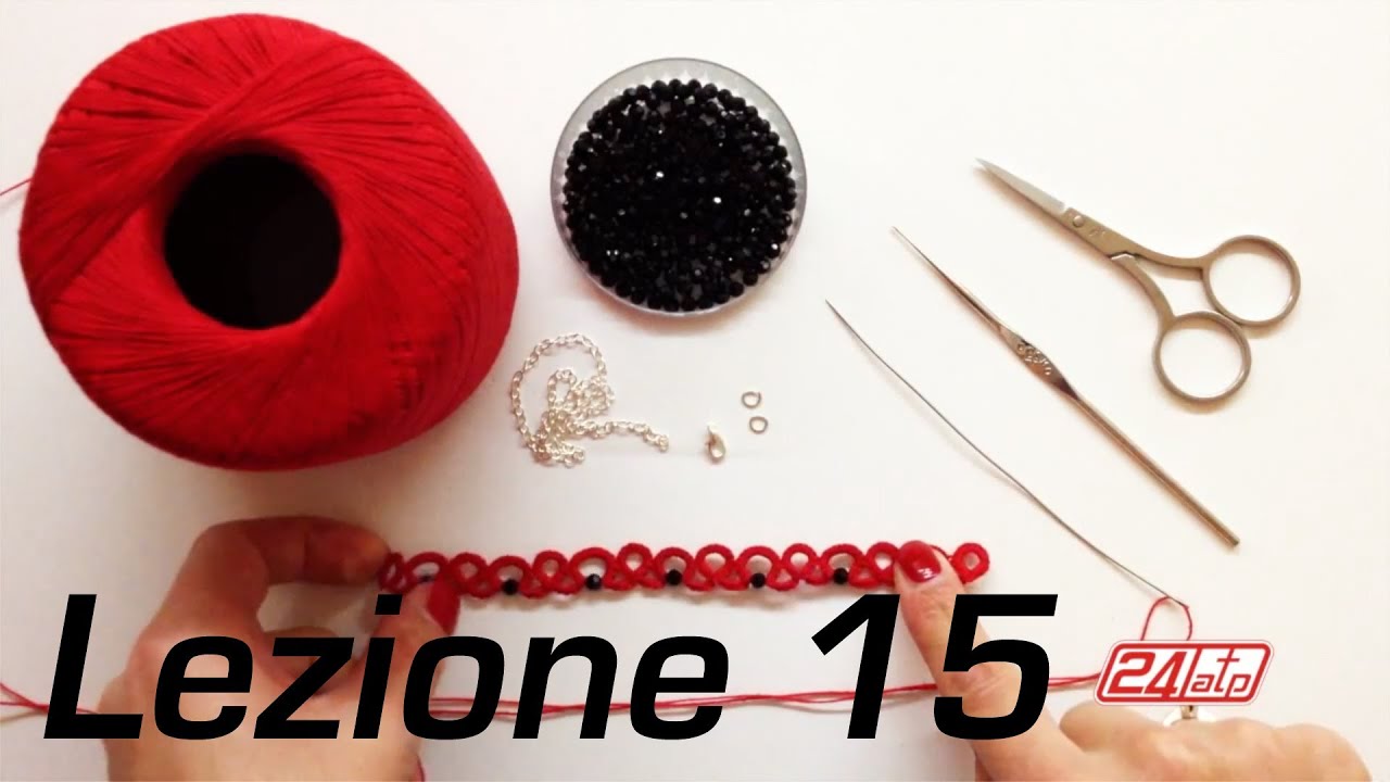 Chiacchierino Ad Ago - 15˚ Lezione Braccialetto Bracciale Con Perline Bijoux Tutorial Needle Tatting