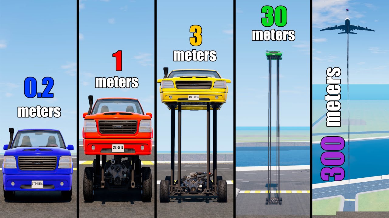 Low Car vs Tall Car #3 (0.2 - 300 Meters) - Beamng drive