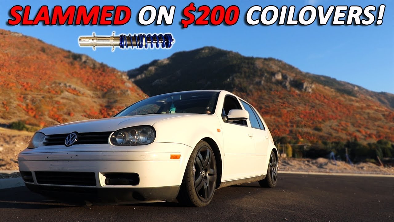 SLAMMING THE SLEEPER VW GOLF MK4 ON $200 COILOVERS!