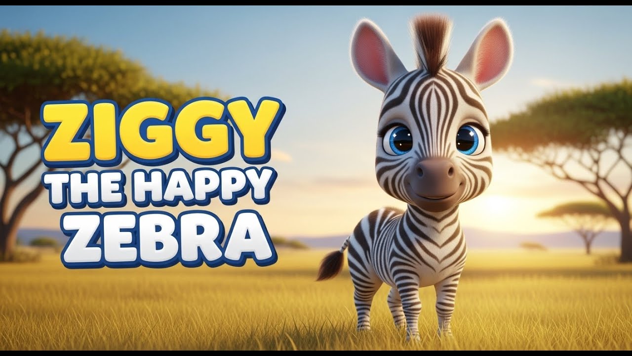 Ziggy the Happy Zebra 🦓 | Cute Animal Poem for Kids | Fun African Safari Song