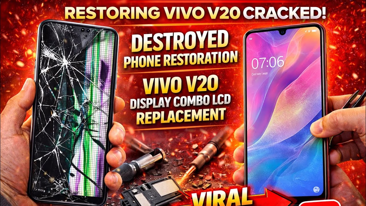 Restoring Vivo V20 Cracked | Destroyed Phone Restoration Vivo V20 display combo lcd replacement 
