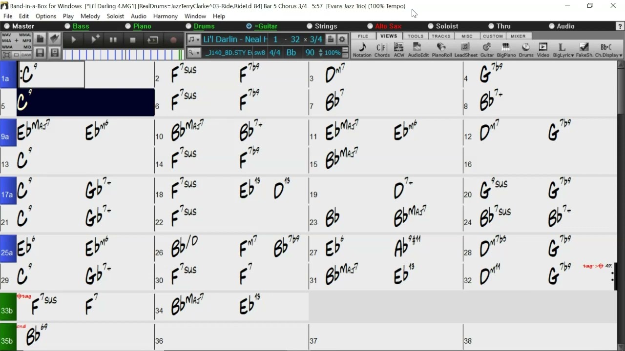 BACKING TRACK - LIL' DARLIN (Bb) 90 BPM SWING BALLAD