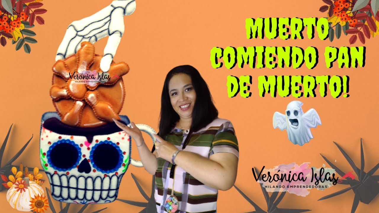 Como hacer Decoración para día de muertos de fieltro | muerto comiendo pan de muerto |  taza catrina