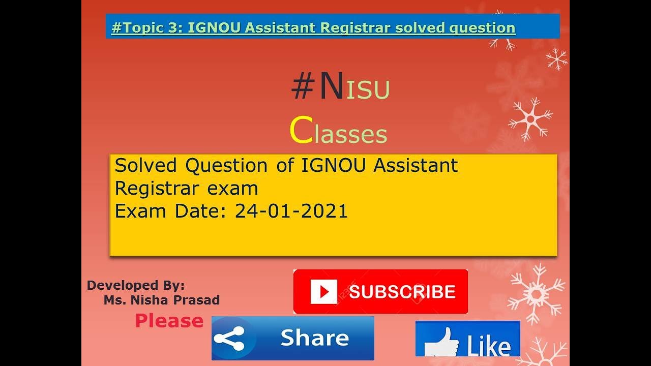 Assistant Registrar solved question IGNOU 2021