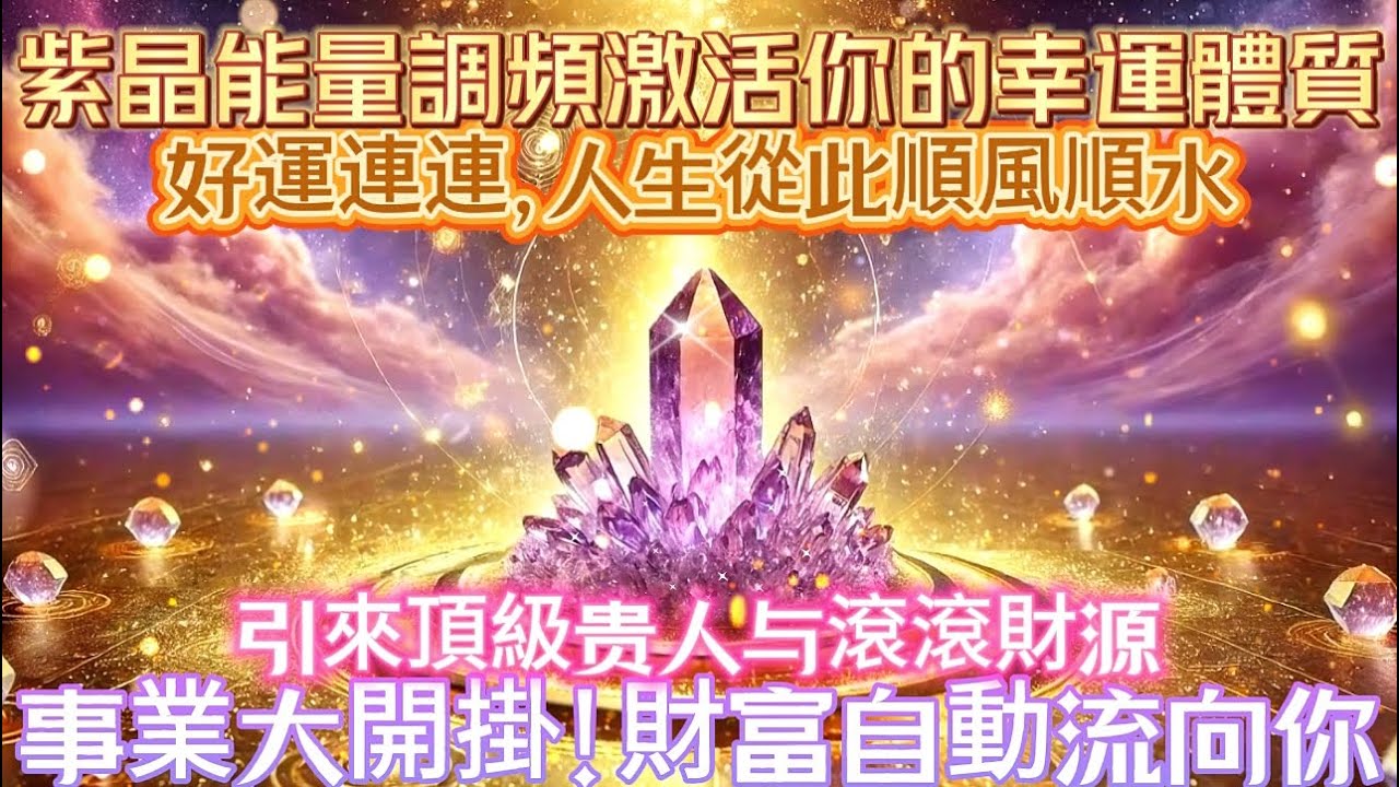 紫晶能量調頻激活你的幸運體質｜好運連連，人生從此順風順水｜引來頂級貴人與滾滾財源｜事業大開掛！財富自動流向你｜吸引力法則調頻能量音樂