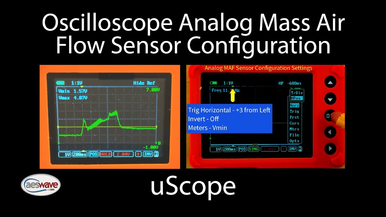 Oscilloscope (uScope) Configuration Settings to test an Analog Mass Air Flow sensor (MAF).