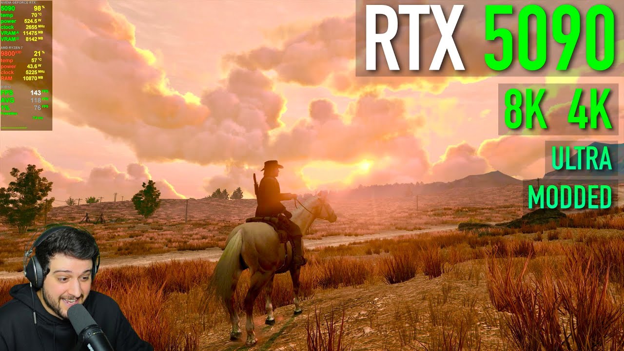 RTX 5090 — Red Dead Redemption 1 — ванильная версия и графический мод
