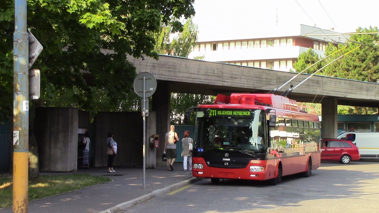 Bratislava Trolleybus Ride Route 211 Vojenská nemocnica ~ Národný onkologický ústav Škoda 30Tr SOR