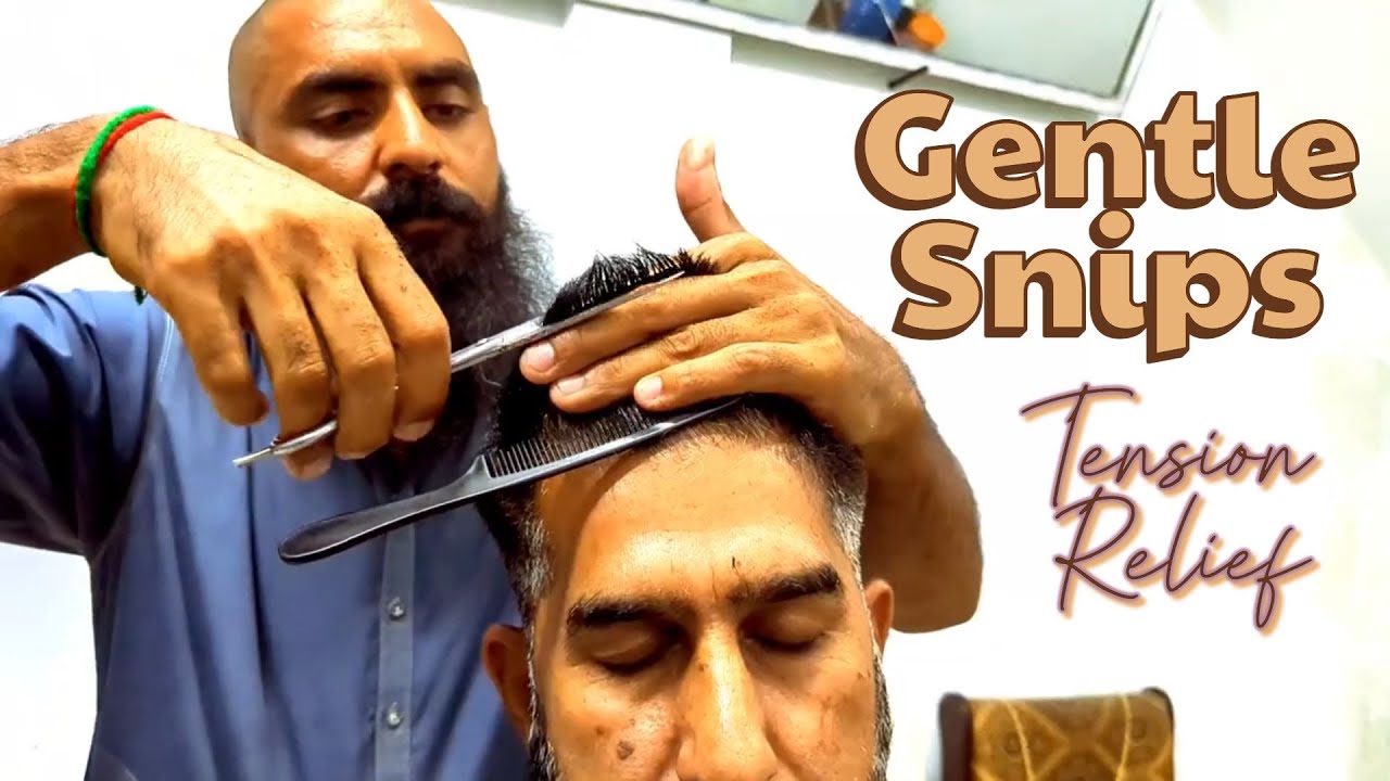 Fast ASMR Haircut & Beard Trim | Quick Clippers & Soothing Whispers ✨ Comb And Scissors Haircut ASMR