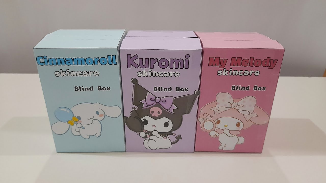 Paper DIY | Unboxing Kuromi & My melody & Cinnamproll Blind Box, Skincare, Makeup