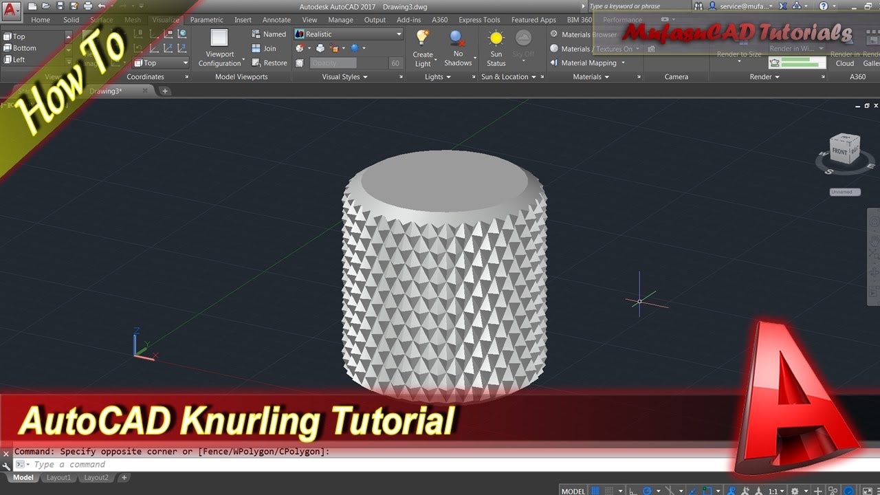 AutoCAD Knurling On Cylinder Object