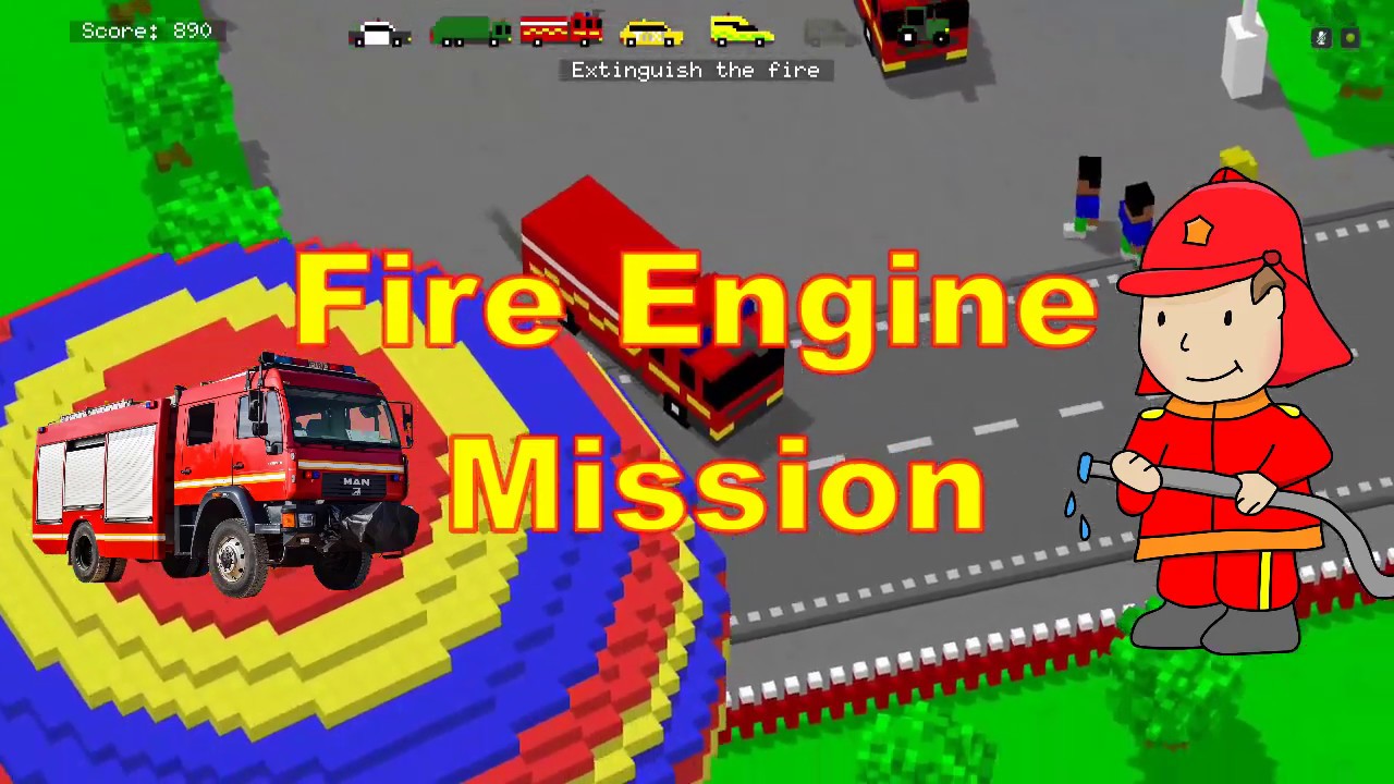 City Block Android ios Kids Game. Car Driving, tractor, fire engine Fun Young Kids Free funny Game.