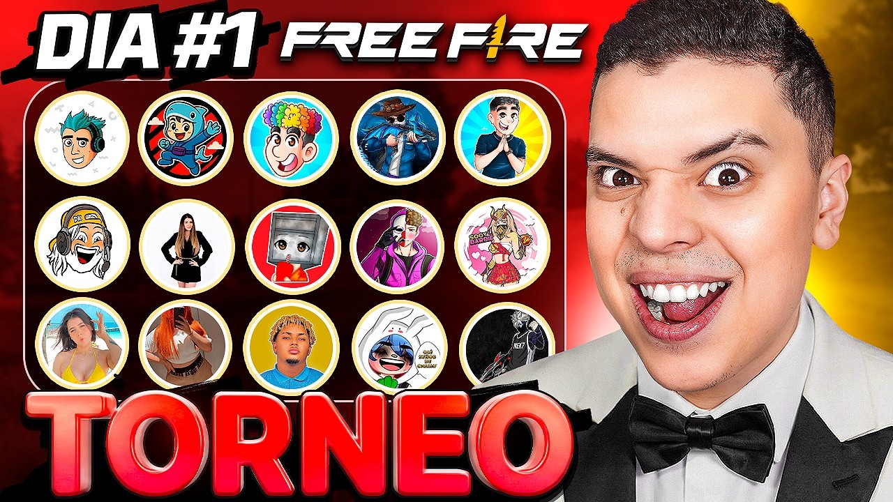 DIA 1: ¡TORNEO DE YOUTUBERS DE FREE FIRE ! ❤️🔥 *DUOS POR SIEMPRE* 🔥❤️ CUÑADO - DEJAVU - NEK7 - LUCY!