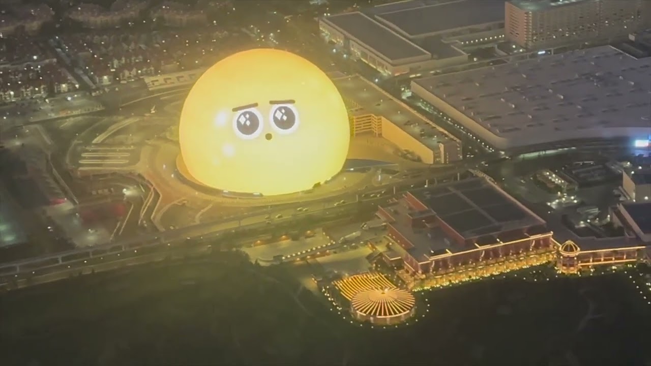 Smiley Sphere of Las Vegas at Dawn Takeoff from Las Vegas Airport Window Seat!