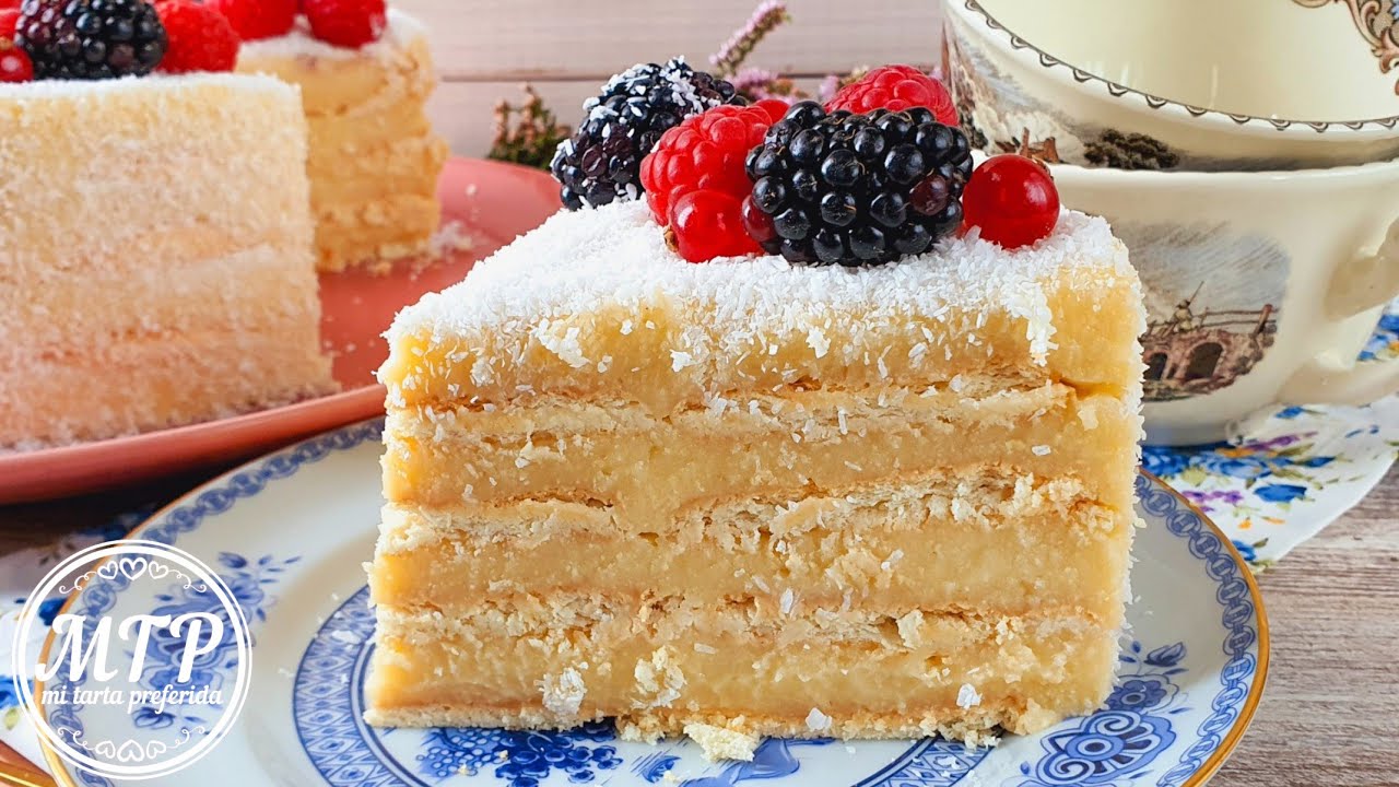 TARTA DE COCO Y GALLETAS | Postre sin horno | Mi tarta preferida