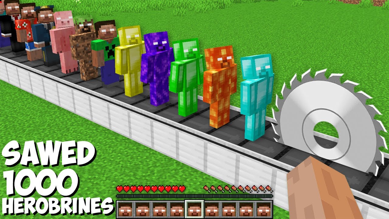 You can SAWED ALL HEROBRINES in Minecraft ! SUPER TRAP FOR 1000 HEROBRINES !