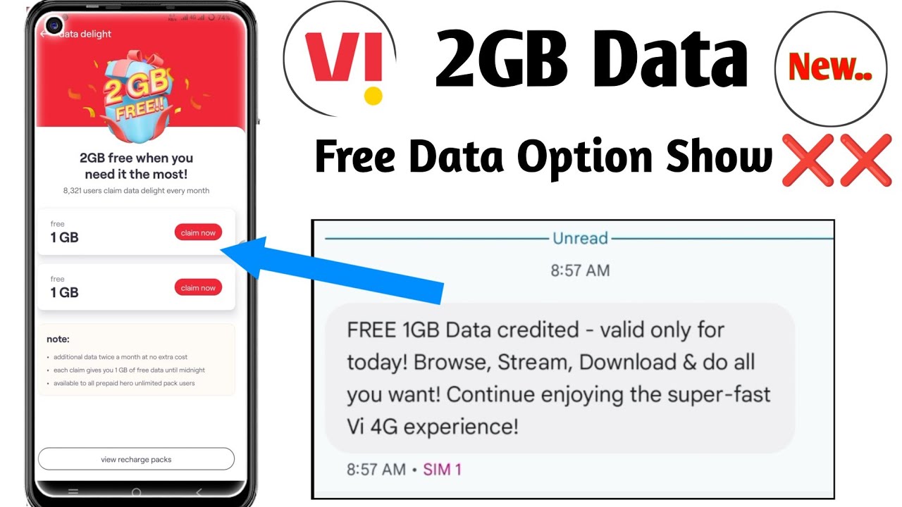 Vi free 1gb data | free 1 gb data vi me kaise le | free 1gb data problem | vi sim me free data kaise
