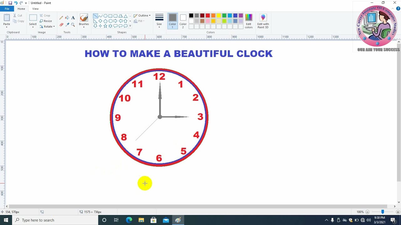 How to make a beautiful clock in MS PAINT |NCICS|