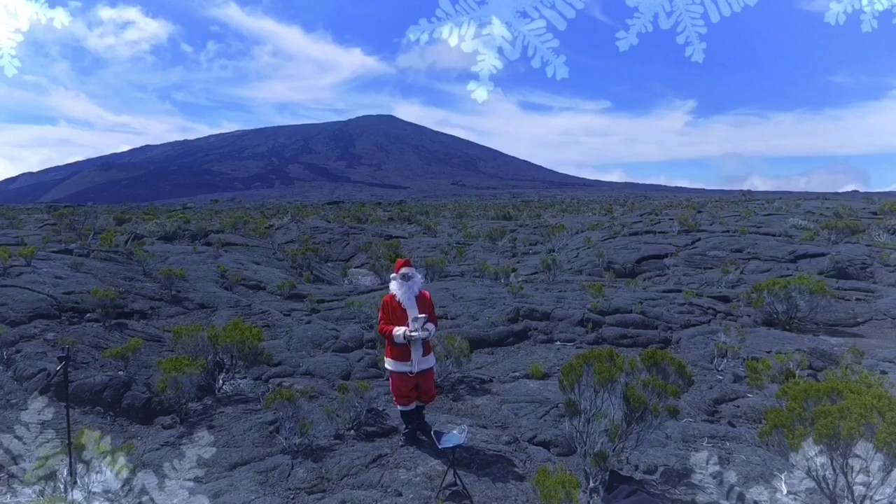 Santa Claus preparing his flight plan over Reunion for Christmas