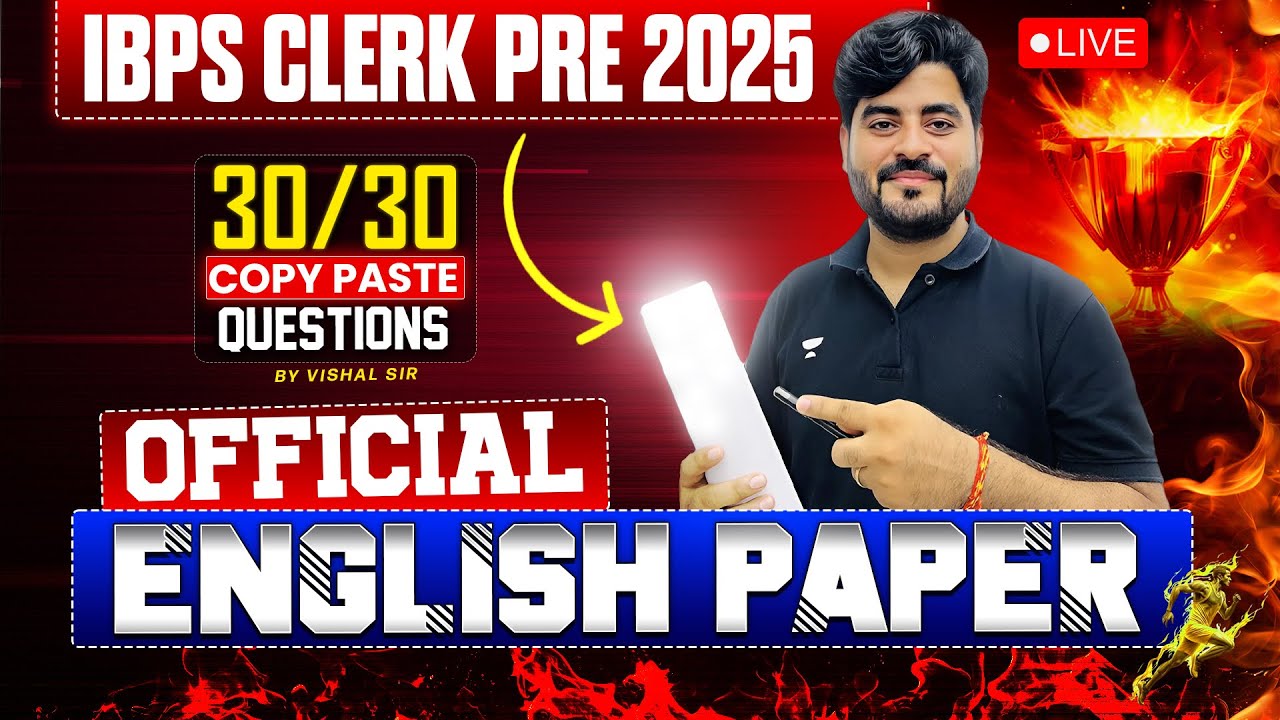 IBPS CLERK PRE 2025 | IBPS CLERK MOST EXPECTED ENGLISH PAPER | By Vishal Sir