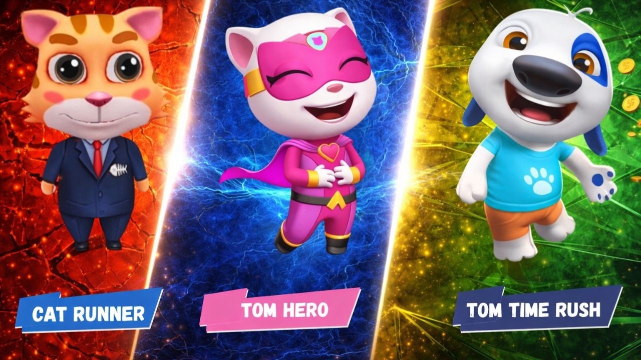 Which Talking Tom Runner Game Is BEST? 🏆  | Cat Run 🆚Tom Time Rush🆚 tom hero | runners |Mash 3d fun