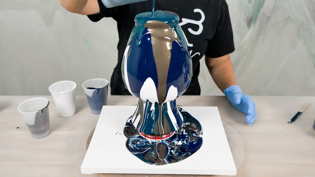 Acrylic Vase Pour over Canvas for Beginners!