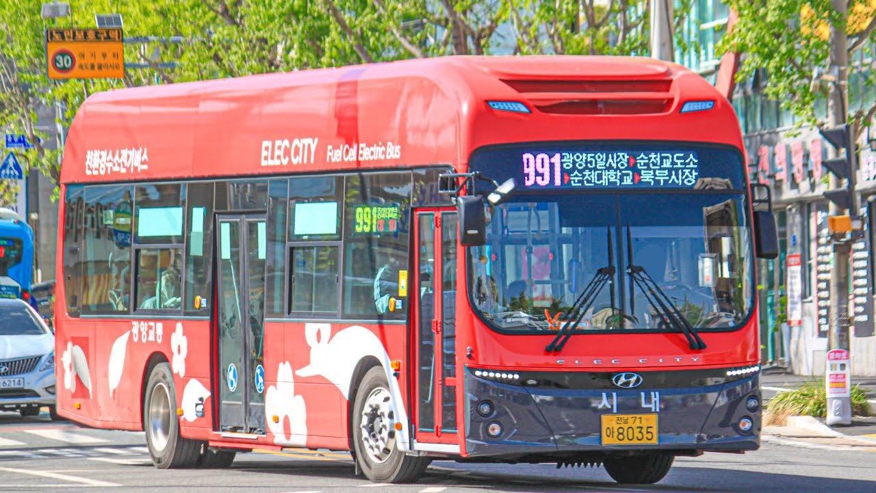 광양 991번 현대 일렉시티2 FCEV 주행 [4K]
