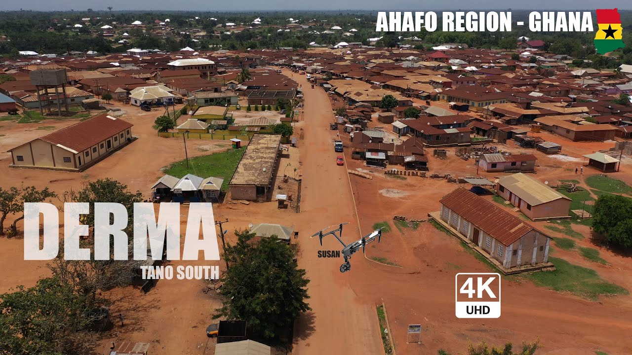 Derma Aerial View in the Tano South Ahafo Region of Ghana 4K
