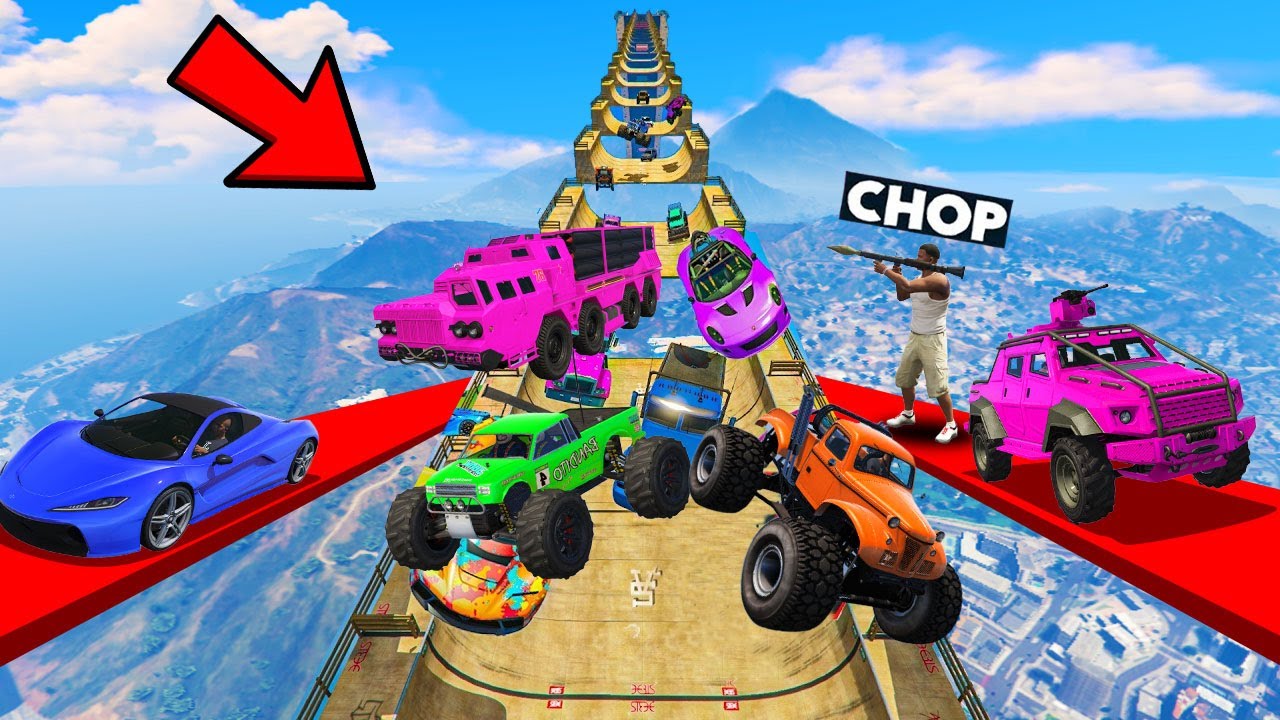 GTA 5 CHOP AND FROSTY SHOOT EACH OTHER AT MEGA RAMPS