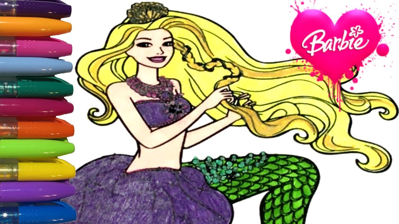 How to Color Glitter Mermaid Barbie