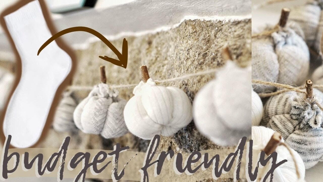 DIY pumpkin garland *FROM SOCKS* farmhouse budget decor