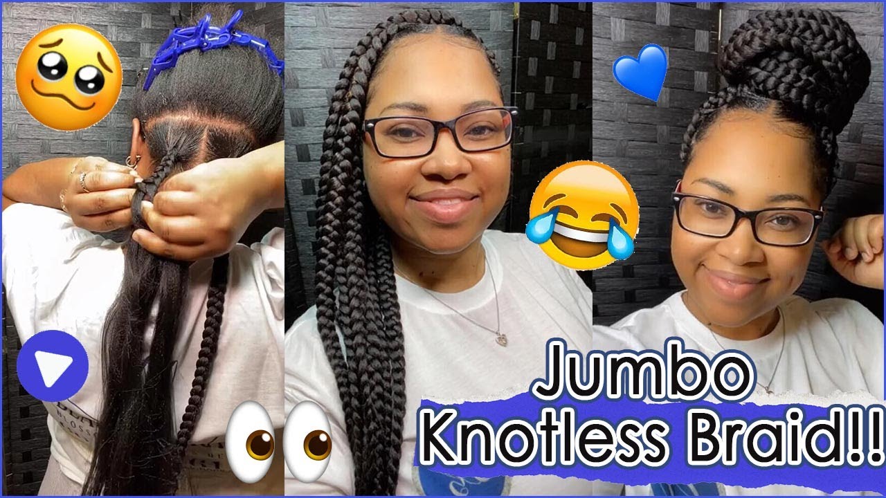 *DONE*😲 Jumbo Knotless Braid Tutorial | Box Braid | Braid Hairstyle | Natural Hair #Elfinhair