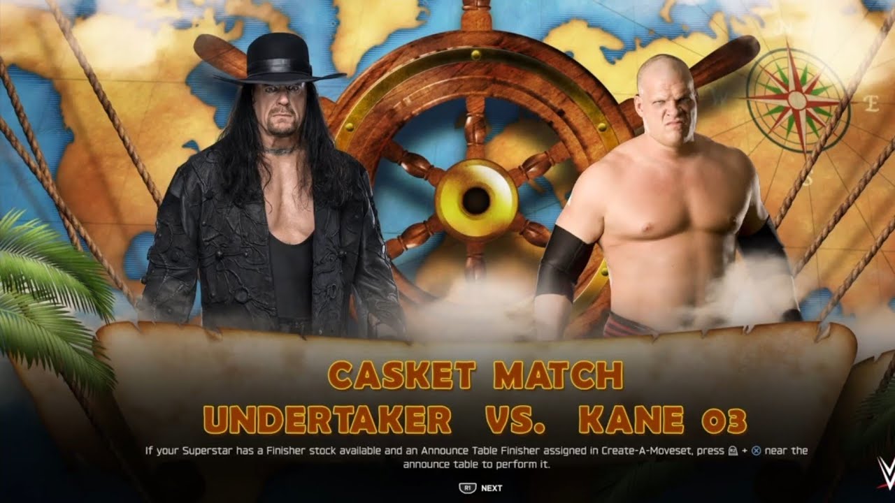 Undertaker Vs Kane in a casket match in WWE 2K25