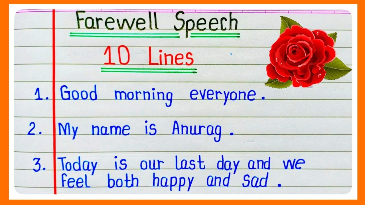 Farewell Speech In English || 10 lines speech on Farewell Party || Vidai samaroh par bhashan 