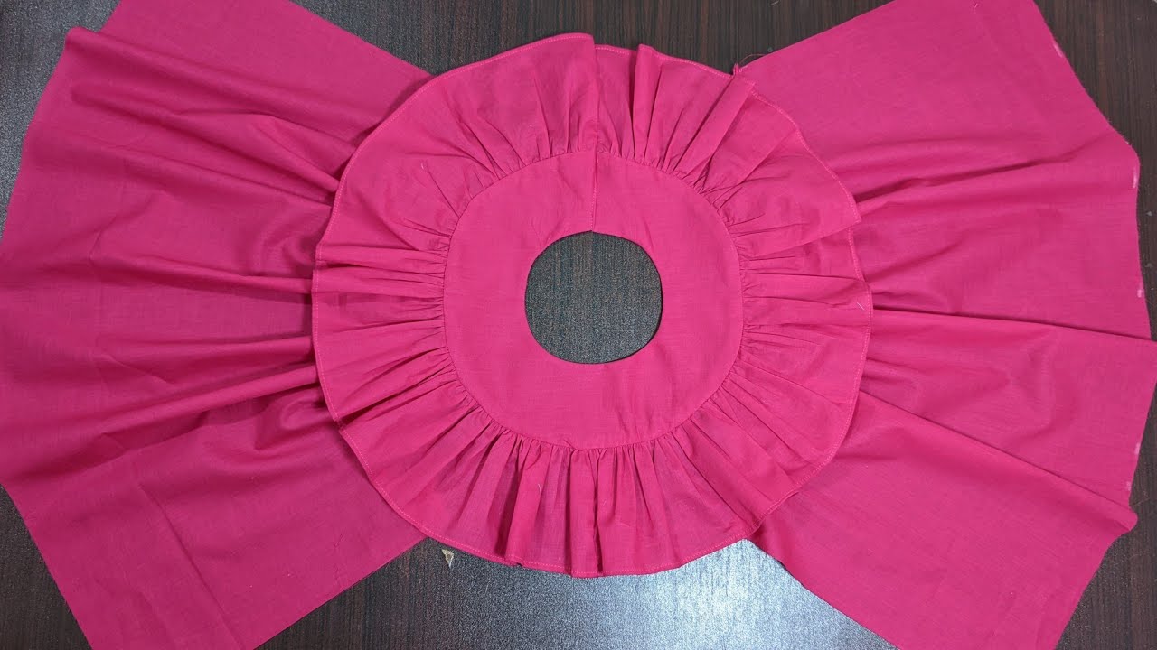Round yoke baby girl frock cutting and stitching || baby girl frock cutting and stitching