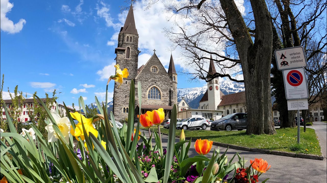 Two churches in the Interlaken ⛪️ | Spring Atmosphere 🌺 | Switzerland | Swiss 🇨🇭| Alps 🏔