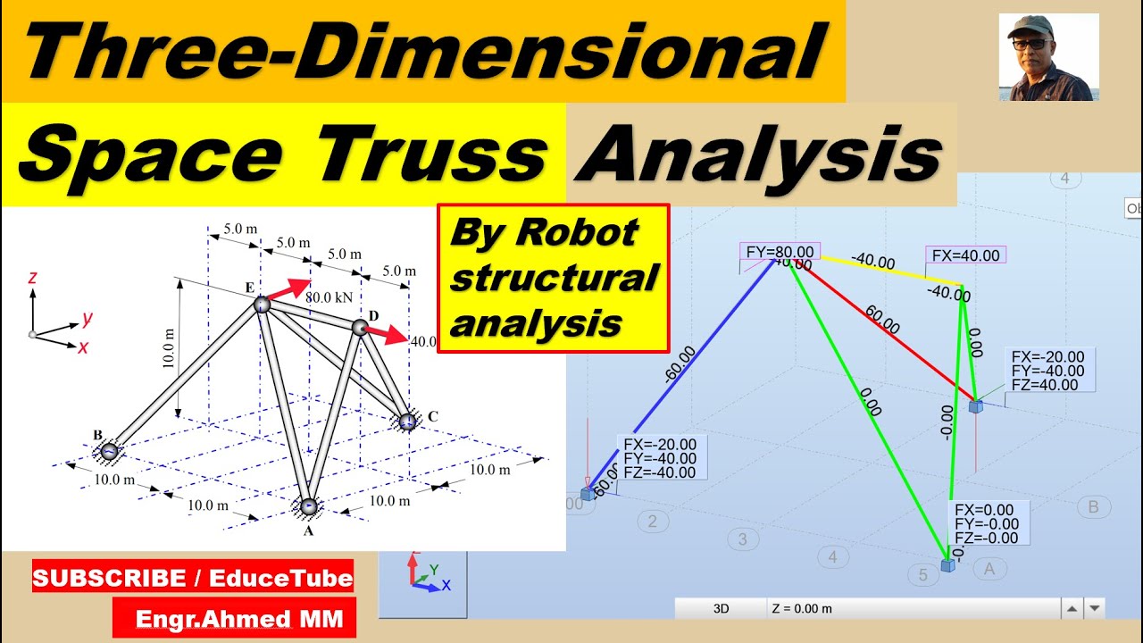 Autodesk Robot Structural Analysis Professional 2020 - Space Truss (3D) analysis