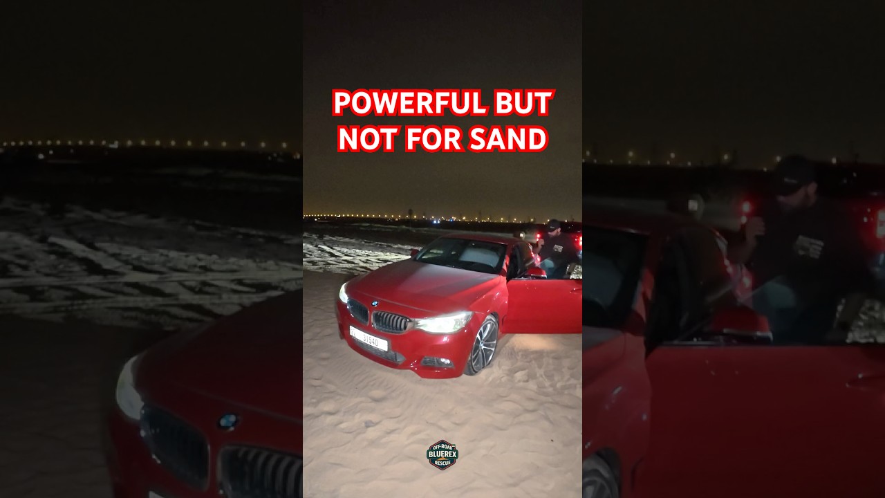 BMW GT STUCK IN SAND - بي إم دبليو جي تي علقت في الرمال