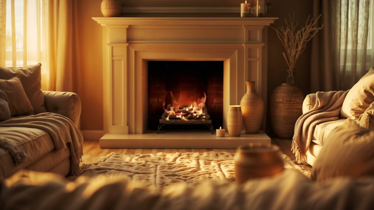 Cozy Fireplace 🔥 Warm & Relaxing Home Ambience . Crackling Fireplace Sounds 🔥 ASMR for Sleep .