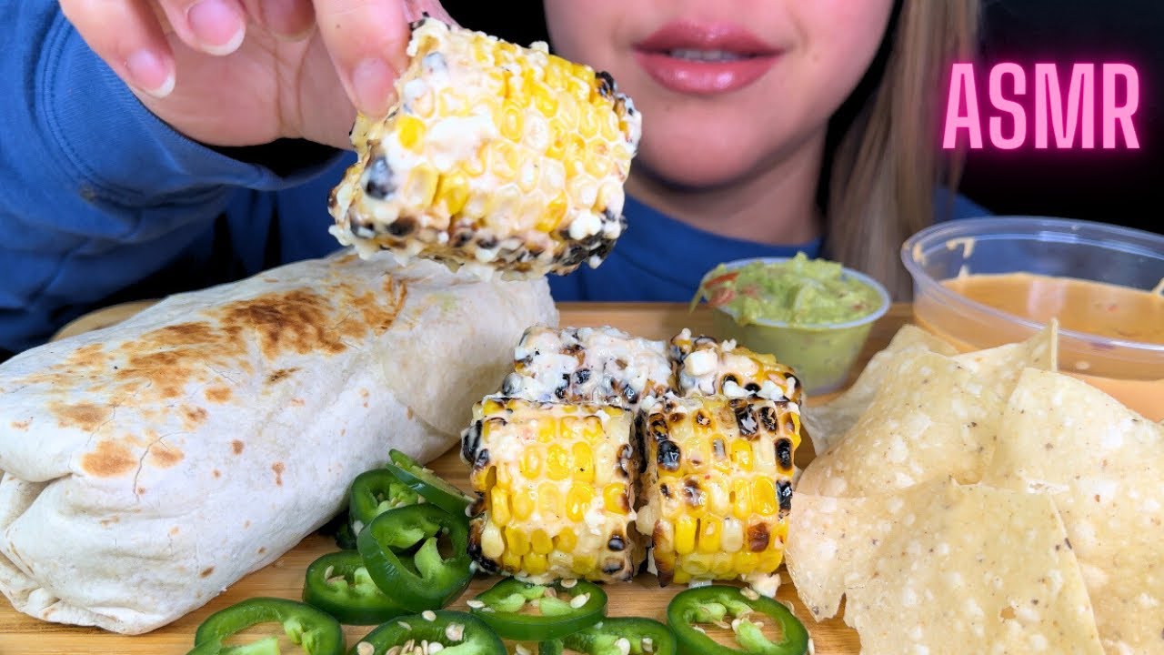 Beef Burrito and Mexican Street Corn ASMR 🌽Mukbang