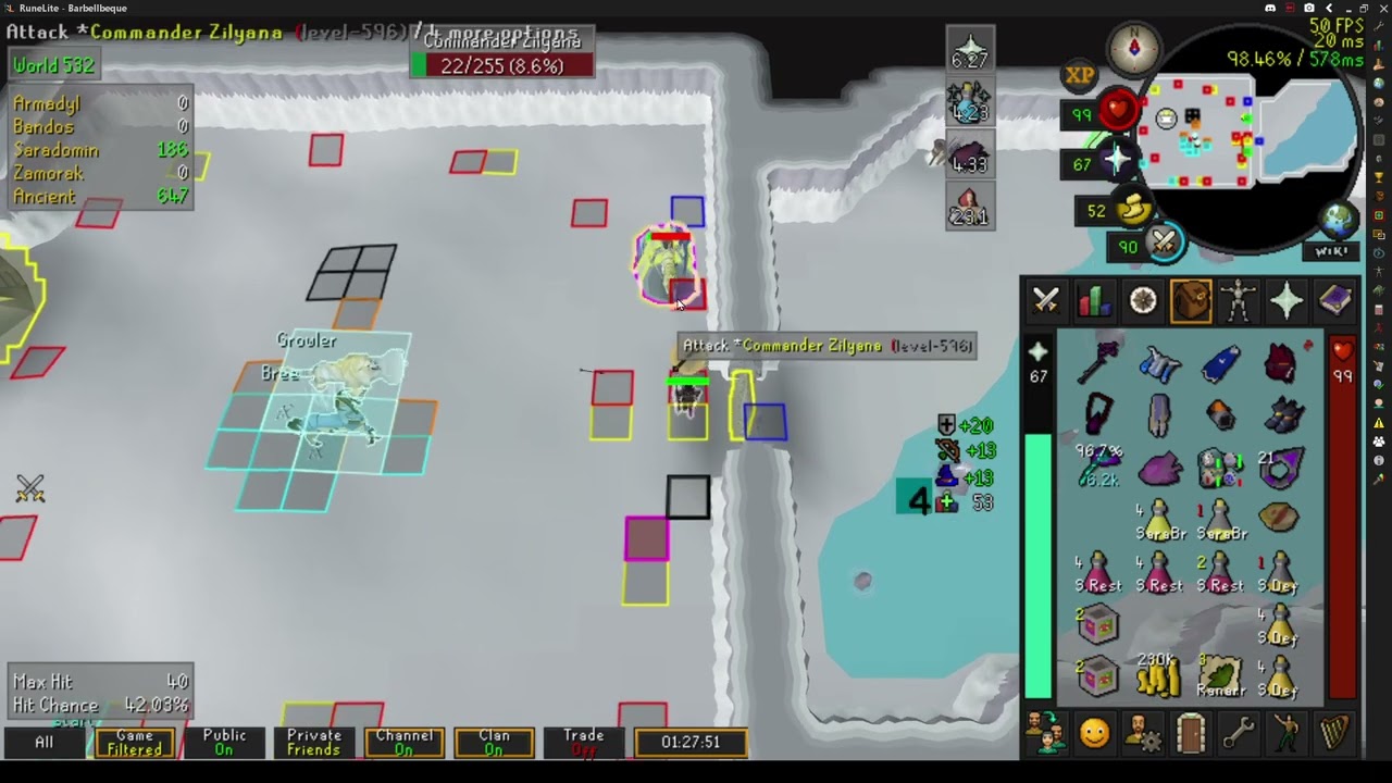 OSRS Commander Zilyana Bowfa Barrage Minion Setup Example 2