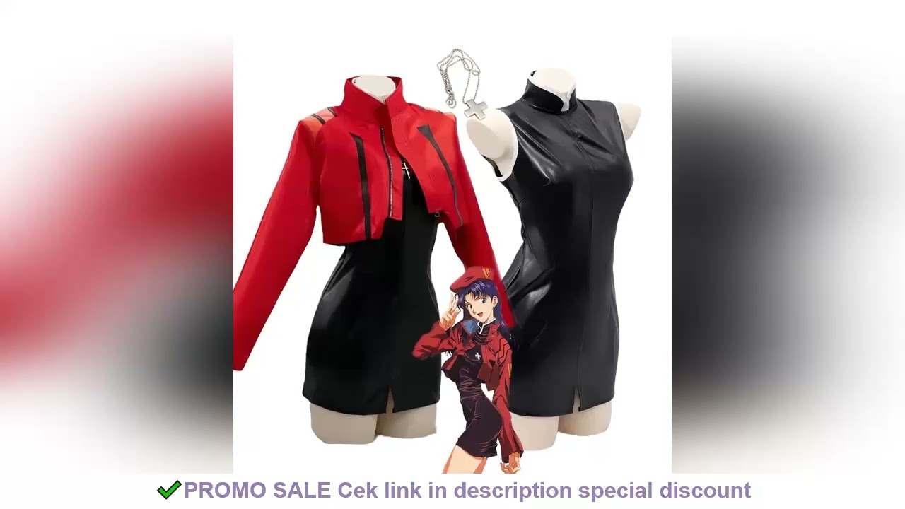 Katsuragi Misato Cosplay Costume Anime EVA Katsuragi Misato Cosplay Red Jacket Dress Uniform Hallowe