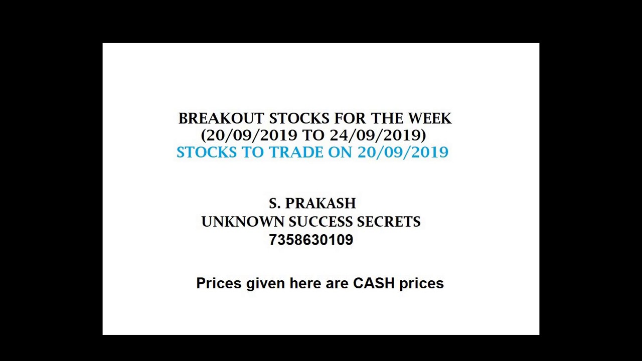 Weekly Breakout Stocks