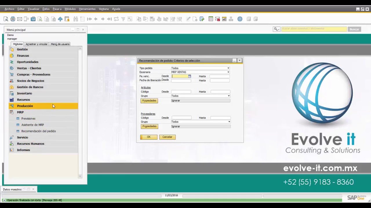Configurando el MRP de SAP Business One con Previsiones