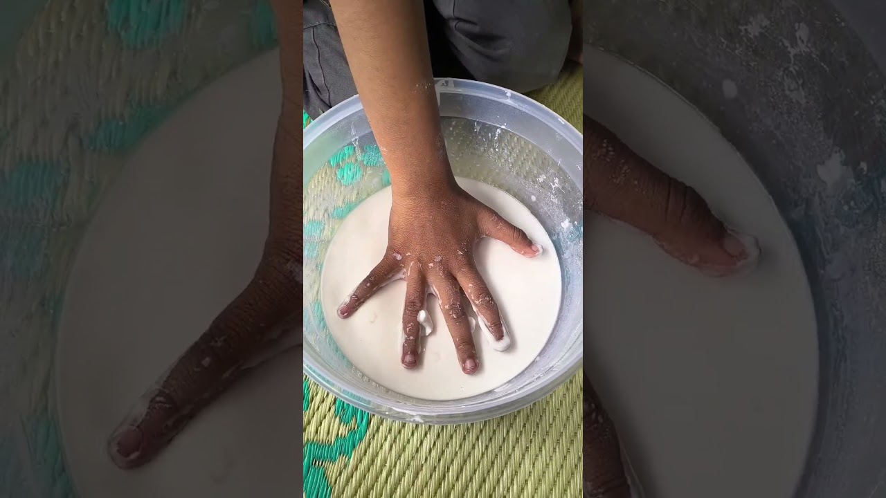 "corn starch, magic liquid " 