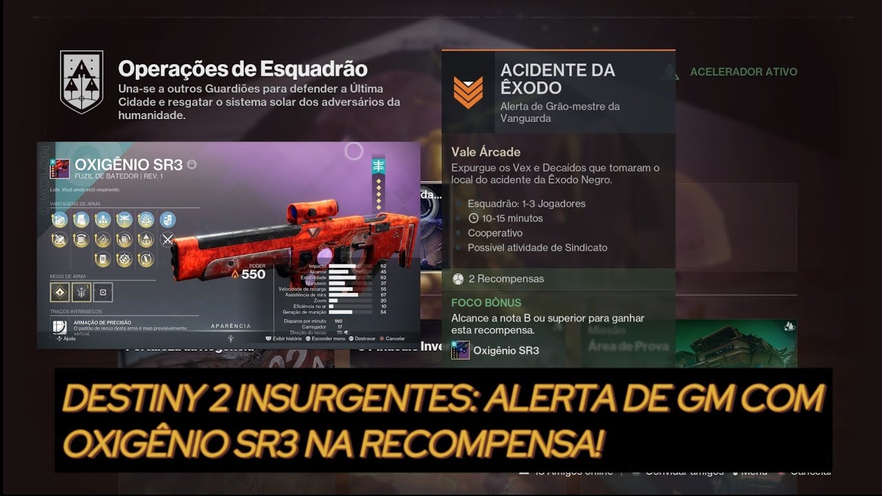 Destiny 2 Insurgentes: Alerta GM Acidente da Êxodo. #Destiny2, #Bungie, #Games