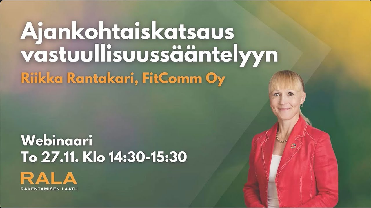 Ajankohtaiskatsaus vastuullisuussääntelyyn -webinaari 27.11.2025