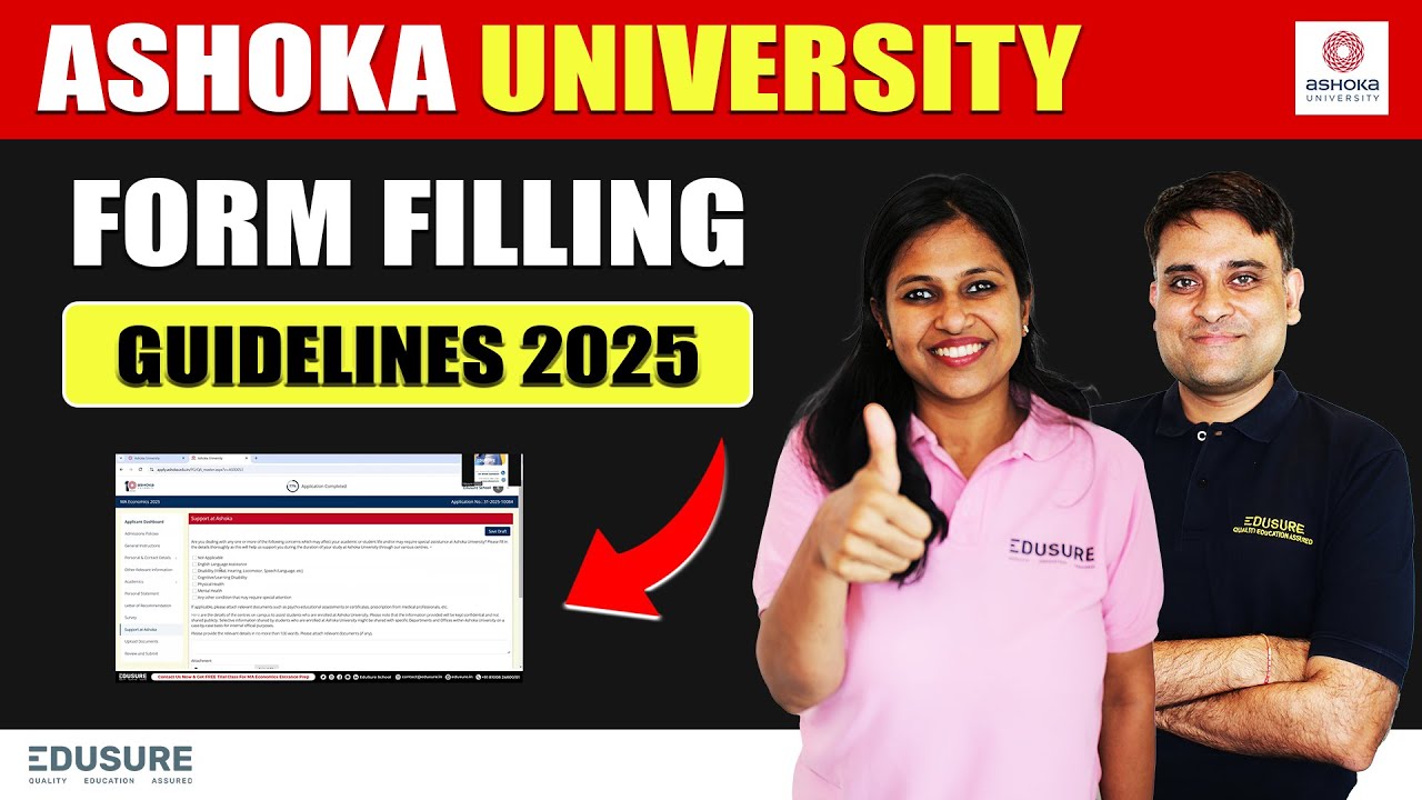 Ashoka University Form Filling Guidelines 2025 | Step by Step Guide | Edusure