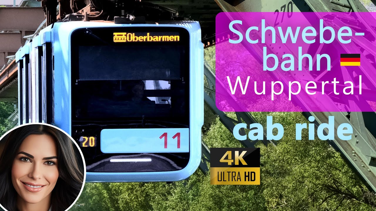 Schwebebahn Wuppertal in 4K UHD komplette Fahrt mit 1000 Infos, cab ride MonoRail